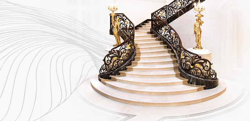 Заказать изготовление мраморной лестницы, каменные лестницы в Краснодаре под ключ